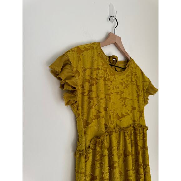 Anthropologie Ruffle Knit Mini Dress in Golden Yellow. Small - Picture 4 of 10
